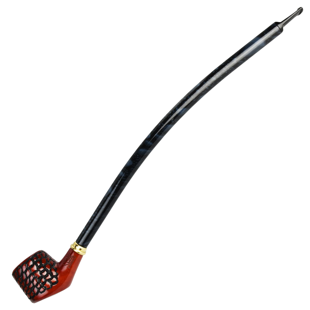 Shire Pipes Engraved Churchwarden Smoking Pipe | The Connoisseur | Black