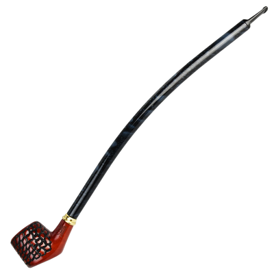 Shire Pipes Engraved Churchwarden Smoking Pipe | The Connoisseur | Black